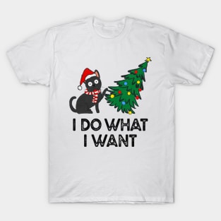 Funny Cat Christmas Tree, Cat Lover I Do What I Want T-Shirt